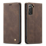 Case For Samsung Galaxy S21 5G, Vintage Pu Leather Wallet Case Card Slot Kickstand Magnetic Closure Shockproof Flip Folio Cover For Samsung Galaxy S21 - Coffee Brown