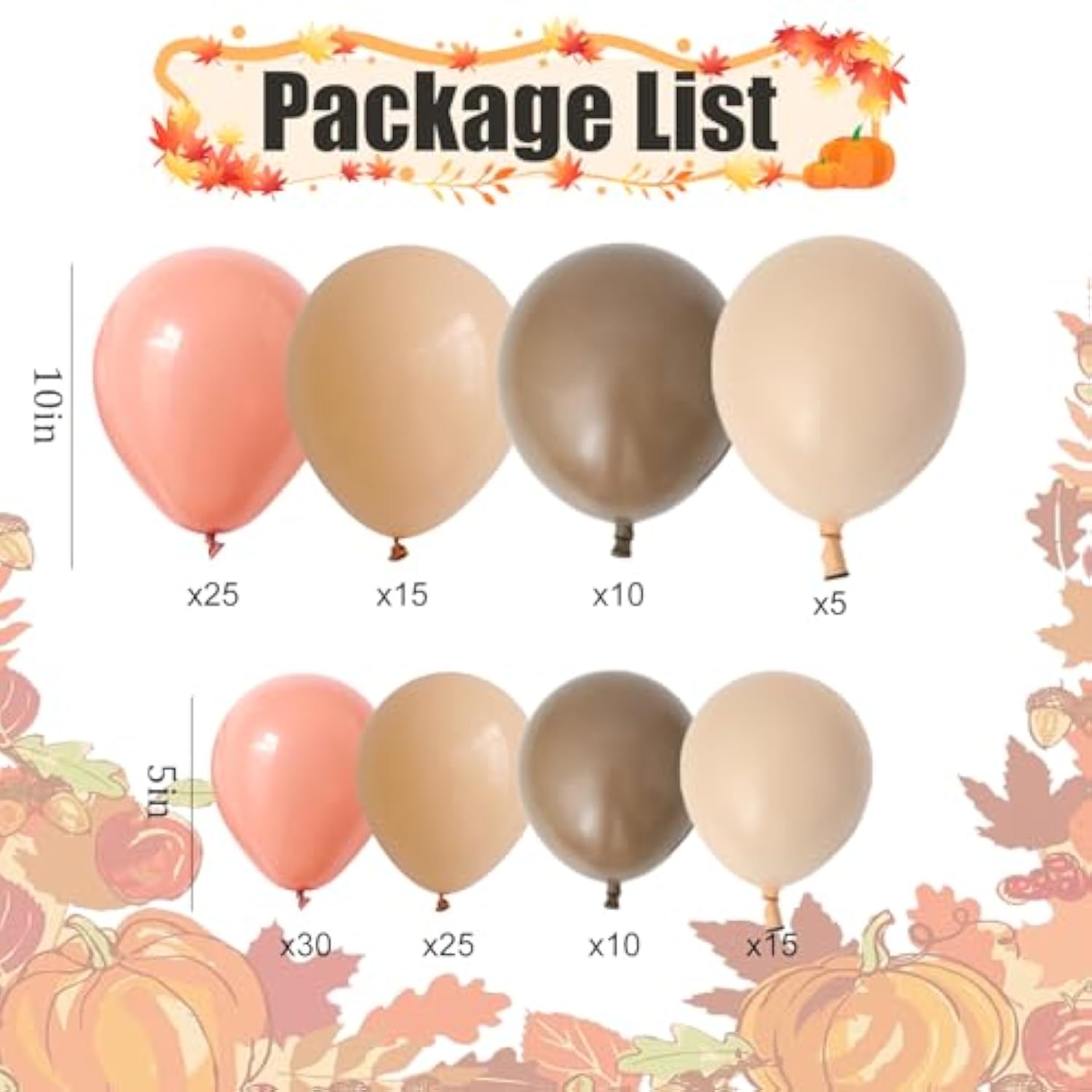 Fall Balloon Arch Kit 138pcs Orange Brown Nude Boho Balloons for Baby Shower Thanksgiving Party