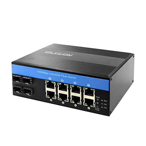 Network Switch 12Port Industrial Gigabit Ethernet With 8 Port Poe 4 Port Sfp 240W Din Rail Mounted Ip40 For Outdoor Use