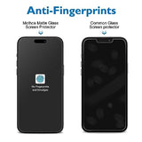 Matte Glass Full Coverage Screen Protector for iPhone 15 Pro 6.1-inch, Anti-Glare Anti-Fingerprint Black Edge Tempered Glass Film with Easy