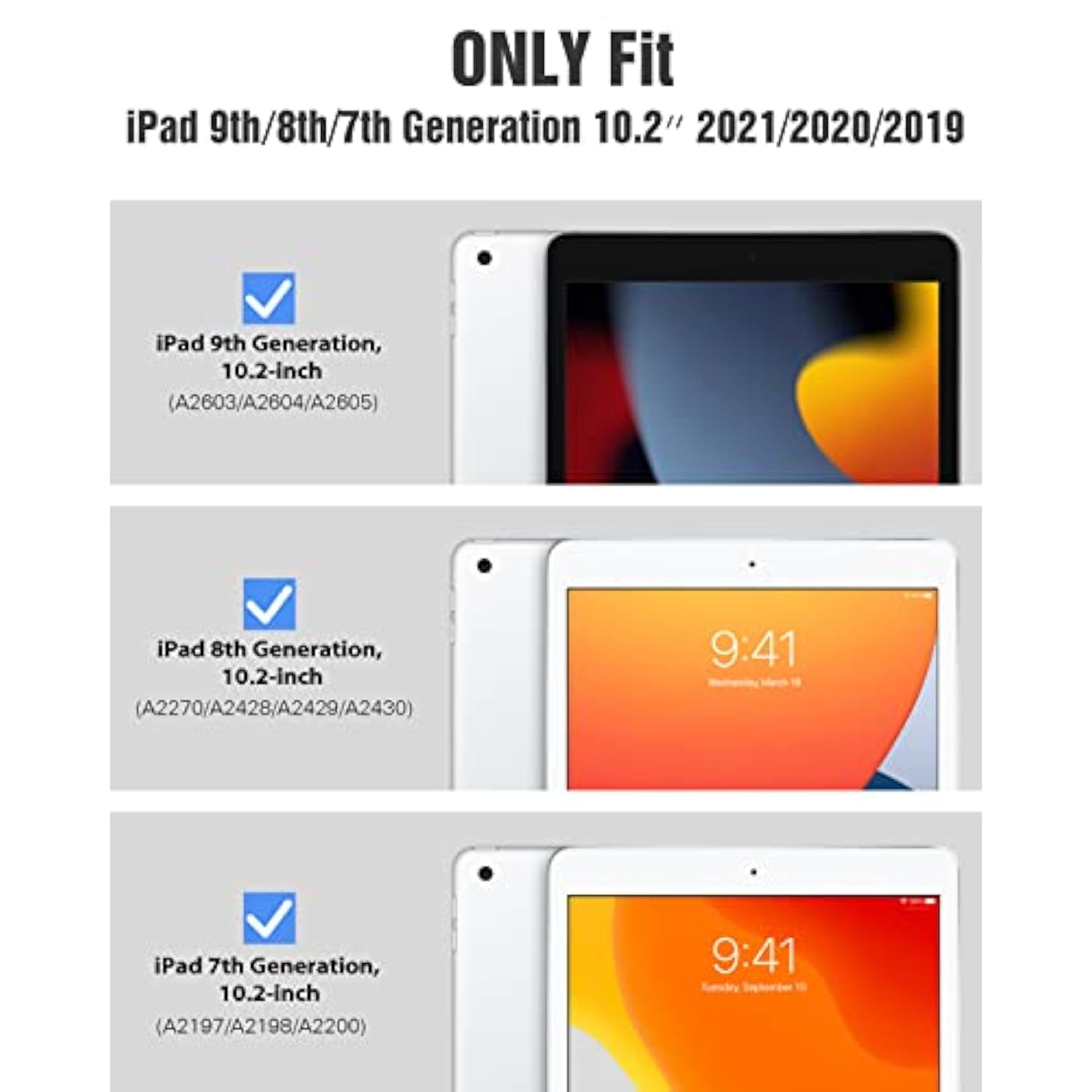 For Ipad 9Th Generation Case 2021, 10.2 Inch Ipad Case With Pencil Holder, Sma