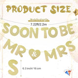 Soon To Be Mr & Mrs Banner For Bridal Shower Decorations Pre-Strung Gold Glitter Mr And Mrs Sign Garland For Wedding Engagement Bachelorette Party Decorations