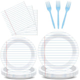 96Pcs Back To School Party Decorations Paper Handwriting Notebook Tableware First Day Of School Plates Napkins Graduate Party Supplies For Kindergarten Teacher School Season Supply Serves 24 Guests