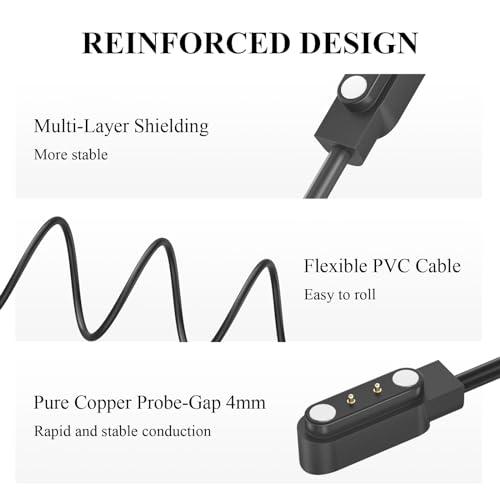2-Pack Charger for FAFAFROG S1 Dog Bark Collar, Replacement USB-A/USB-C Magnetic Charging Cable (USB-A)