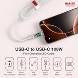 Haribo Usb C To Usb C Cable (4.9Ft, 2 Pack), 100W Pd Fast Charging, Led Display, Usb 2.0 Gummy Bear Style Charging Cords For Iphone 15/16, Galaxy, Pixel, Ipad