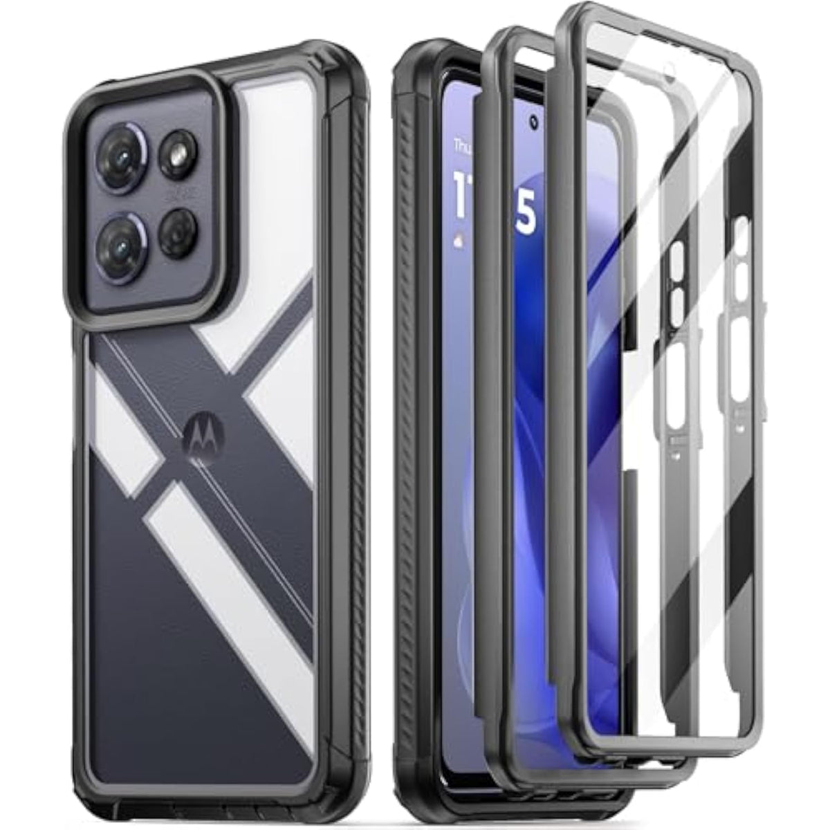 Guardian Case For Motorola Moto G Power 5G 2025 [Not Fit 2024 Version], [20Ft Mil-Grade Drop Tested],[2 Front Frames] Full-Body Shockproof Cover With Built-In Screen Protector, Black/Clear