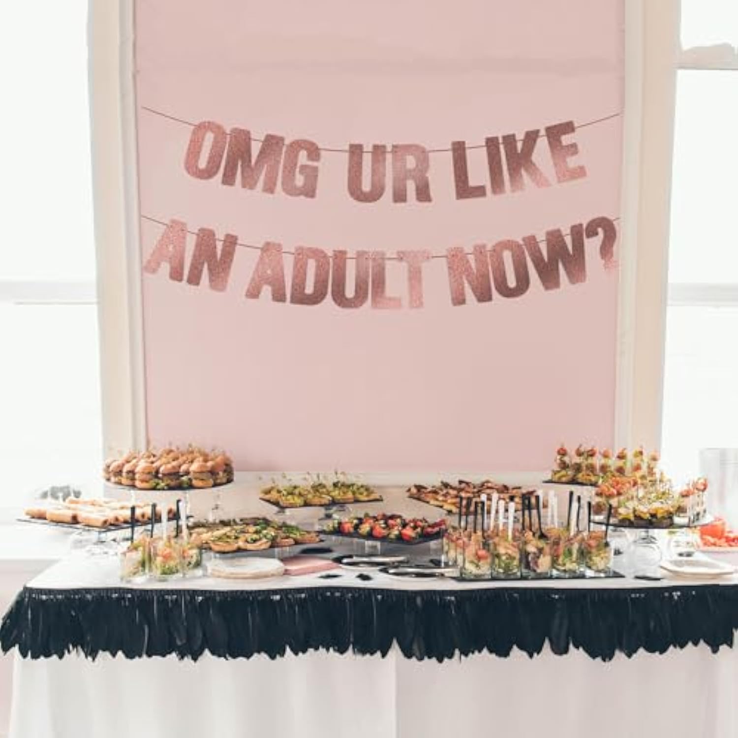 18Th Birthday Decorations For Girls, Pre-Strung Omg Ur Like An Adult Now Banner - Rose Gold Glitter, Happy 21St Bday Sign Gifts For Her?21 & 18 Year Old Party Decor