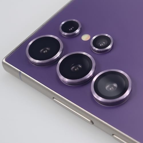 for  Galaxy S24 Ultra Camera Lens Protector Metal Crystal Tempered Glass Screen Accessories Cover for S24 (Purple, S24 Ultra)