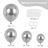 135Pcs Metallic Silver Balloons Different Sizes 18 12 10 5 Inch For Garland Arch, Latex Balloon For Birthday Party Graduation Wedding Decorations