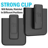 Case With Clip For Galaxy Z Flip 3 5G, Nakedcellphone [Grid Texture] Slim Hard Shell Cover And [Rotating/Ratchet] Belt Hip Holster Holder Combo For Samsung Z Flip3 Phone (Smf711, 2021) Black