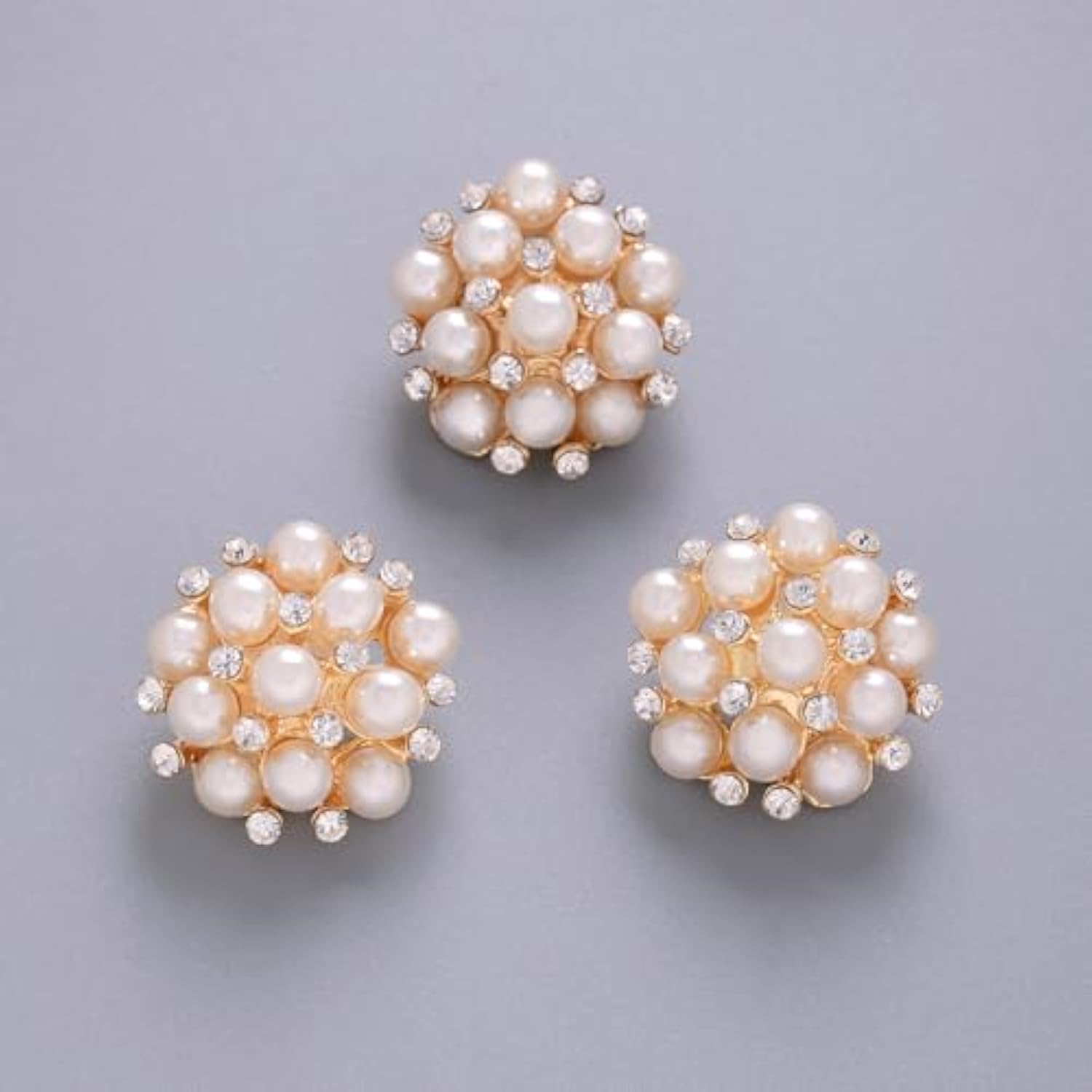 10 Pcs Pearl Rhinestone Buttons Crystal Embellishments Sew On Clothing