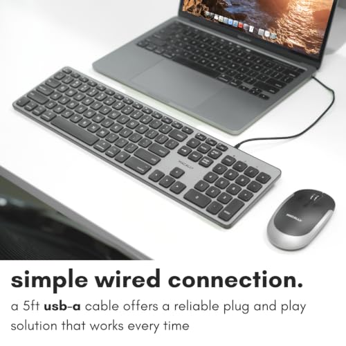 Backlit Mac Keyboard - Quiet, Sleek, And Functional - 3 Brightness Levels, 107 Keys, 5Ft Usb Wired - Apple Keyboard - Backlit Wired For Mac, Imac, Macbook Pro/Air - Space Gray