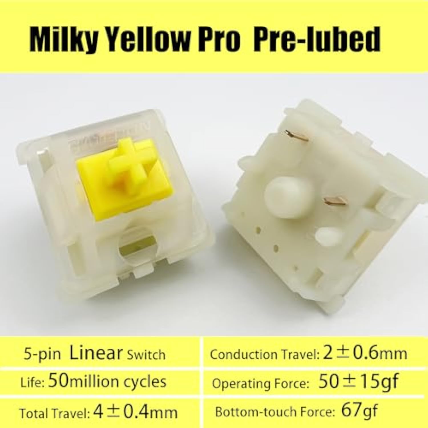 Gateron Ks-3X1 Pro Milky Yellow Pre Lubed Switch 5-Pin Linear Switch Compatibl