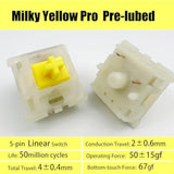 Gateron Ks-3X1 Pro Milky Yellow Pre Lubed Switch 5-Pin Linear Switch Compatibl