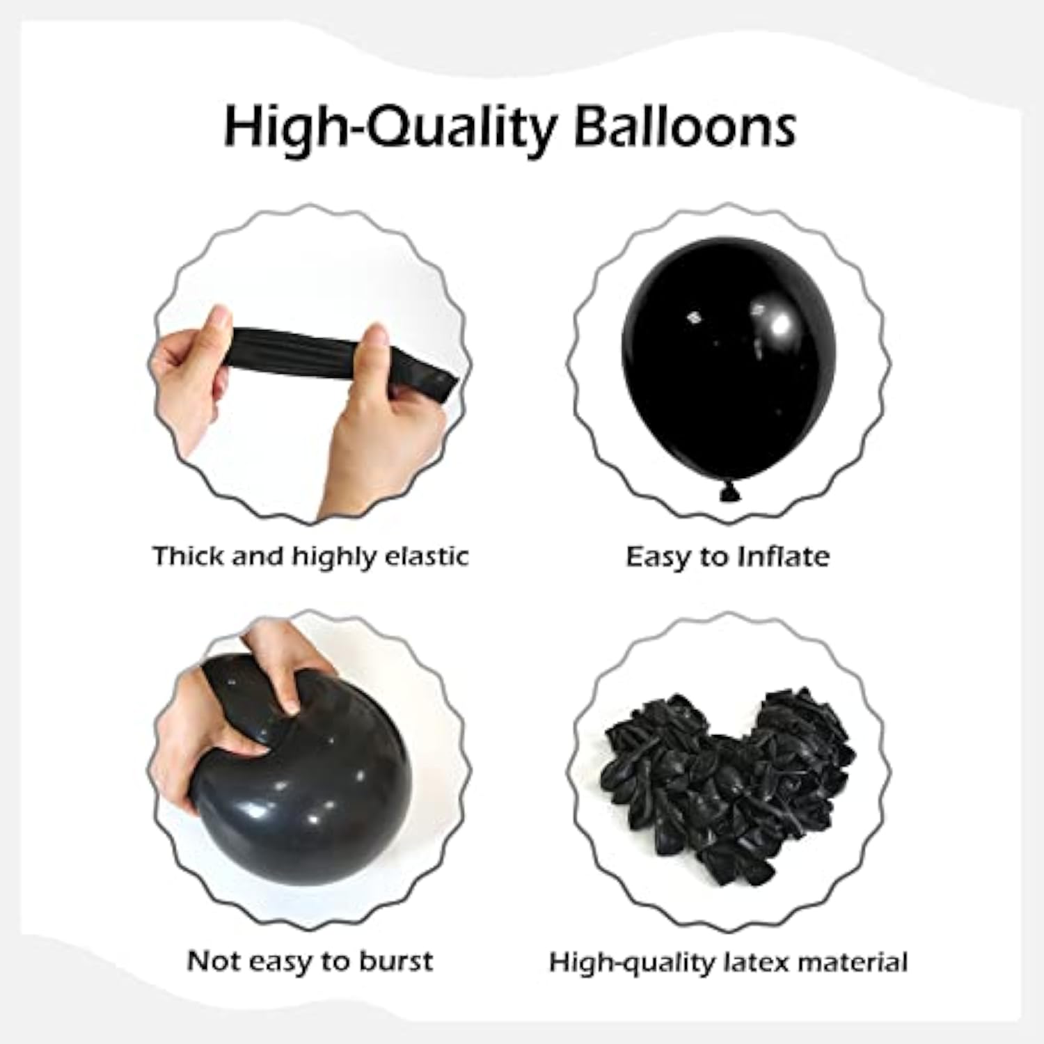 Black Balloon Garland Kit - 110pcs Mixed Sizes for Party, Birthday, Graduation & More