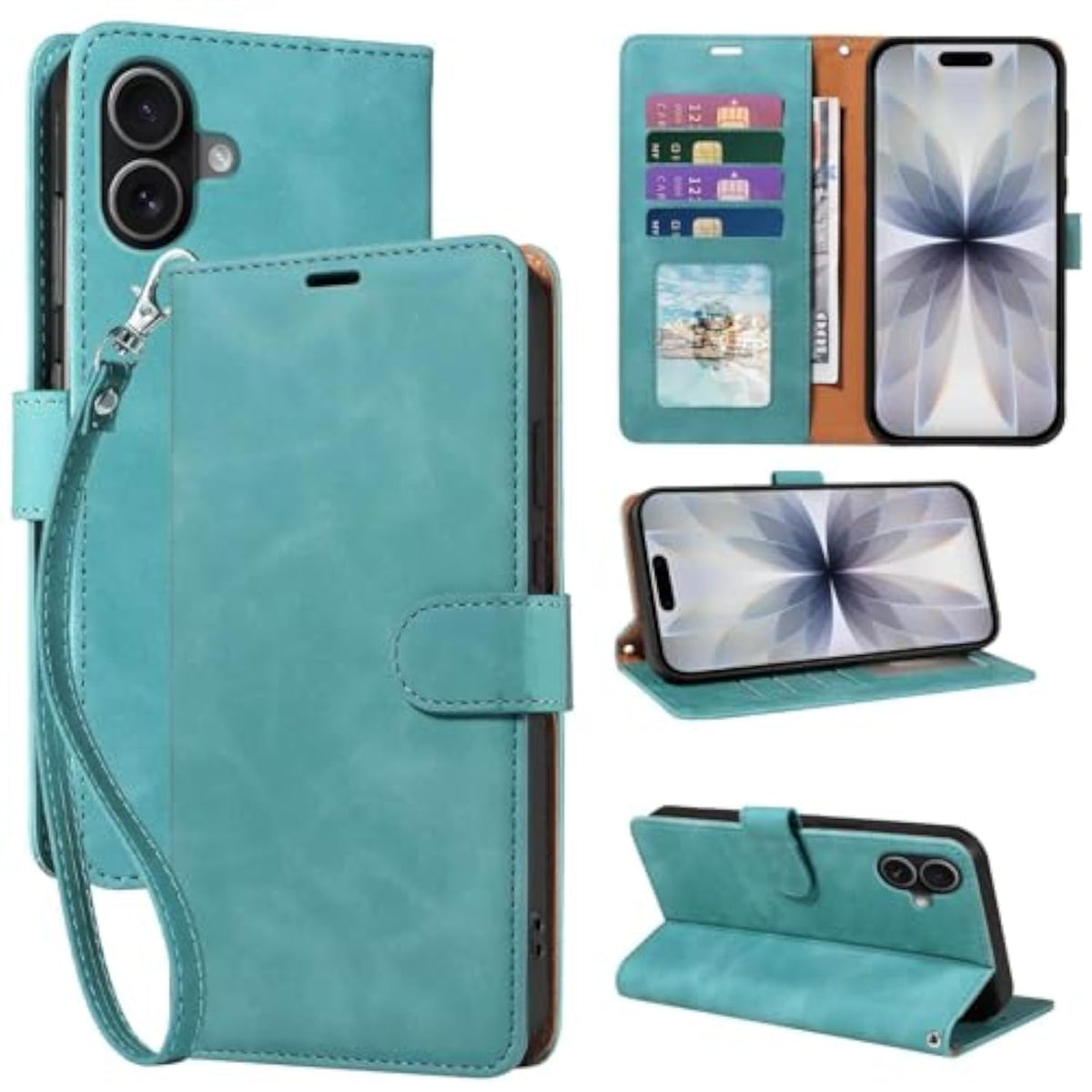 RFID Blocking for iPhone 17 Wallet Case 6.3" Card Holder Green
