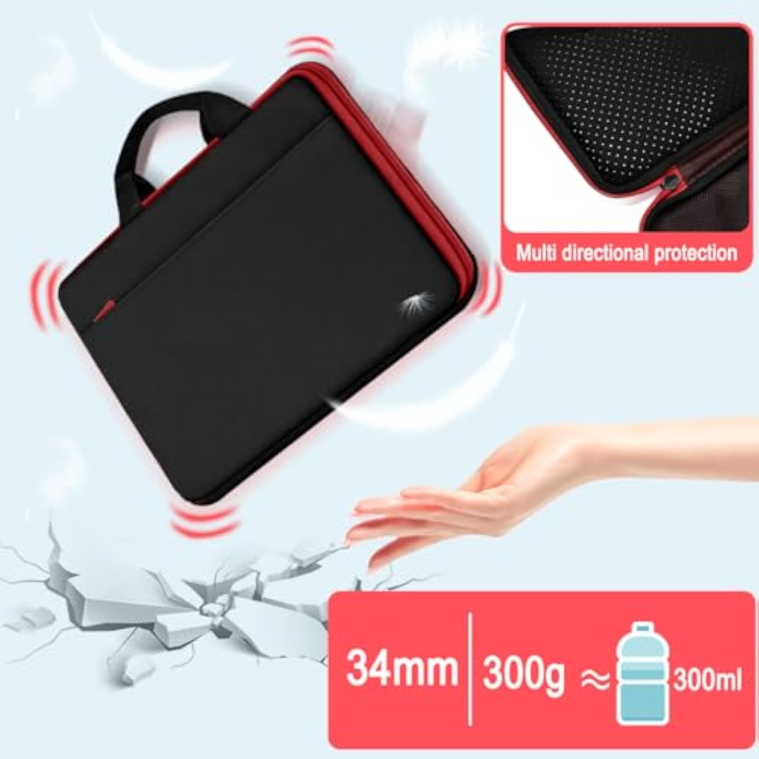 Laptop Case 13.3-14 Inch Briefcase, 180 Opening Water-Resistant & Shockproof Bag With Soft Velvet Lining, Compatible With Macbook Pro 14", Mac Air/Pro 13.3", Xps 14/13 And 13"-14" Pc,Red Edge