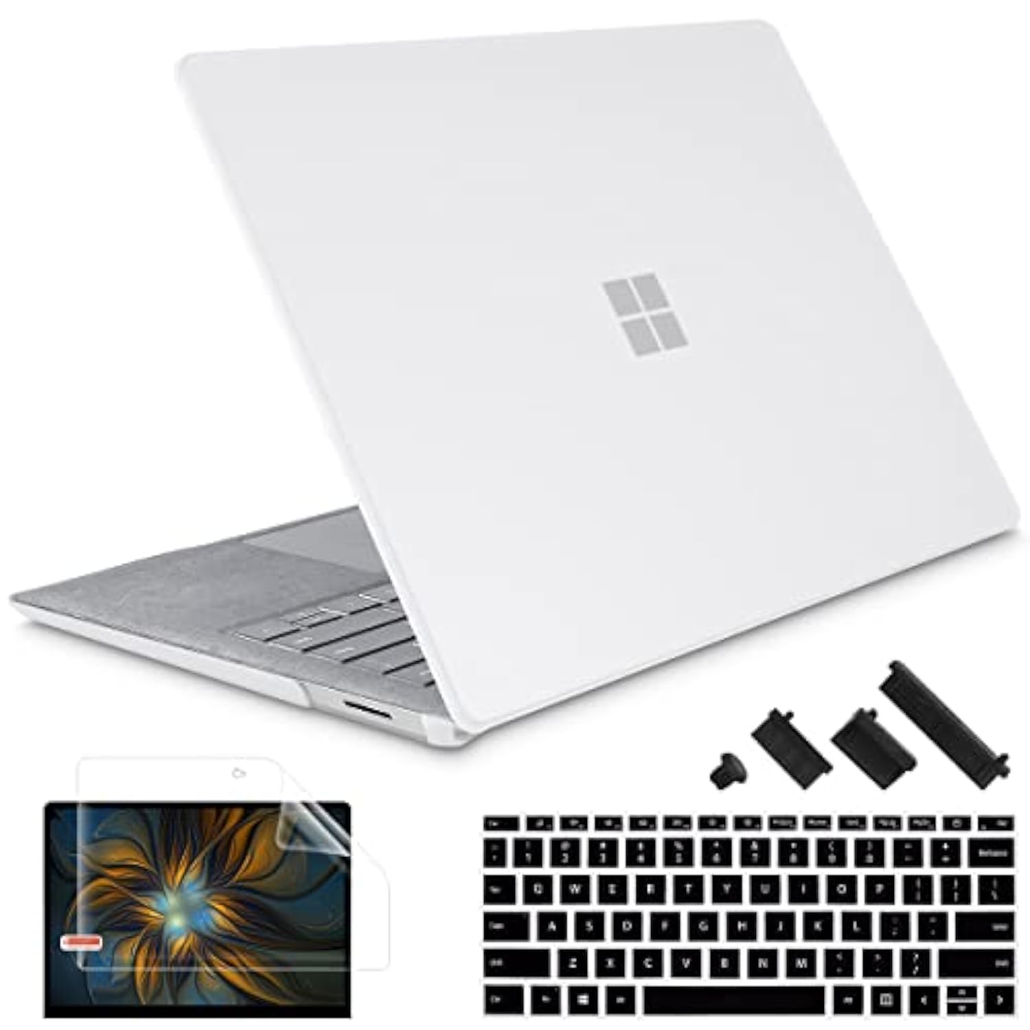 Case For 13.5" Microsoft Surface Laptop 5/4/3 With Alcantara Palm Rest Only 2022 2021 2019 Release Models: 1950/1958/1867, Plastic Hard Shell Case With Keyboard Cover,Matte White