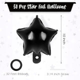 50-Pack 10-Inch Black Star Foil Balloons for Party and Wedding Decorations