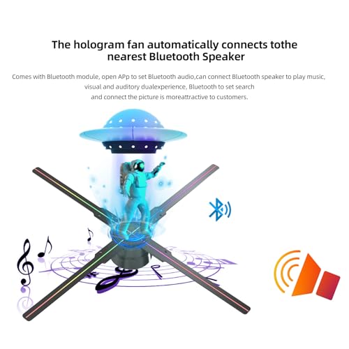 3D Hologam Fan,Spinne With Bluetooth Emote ,Hologam Pojecto Hd Led With 700 Video Libay ,Hologaphic Fo Halloween (46Cm)