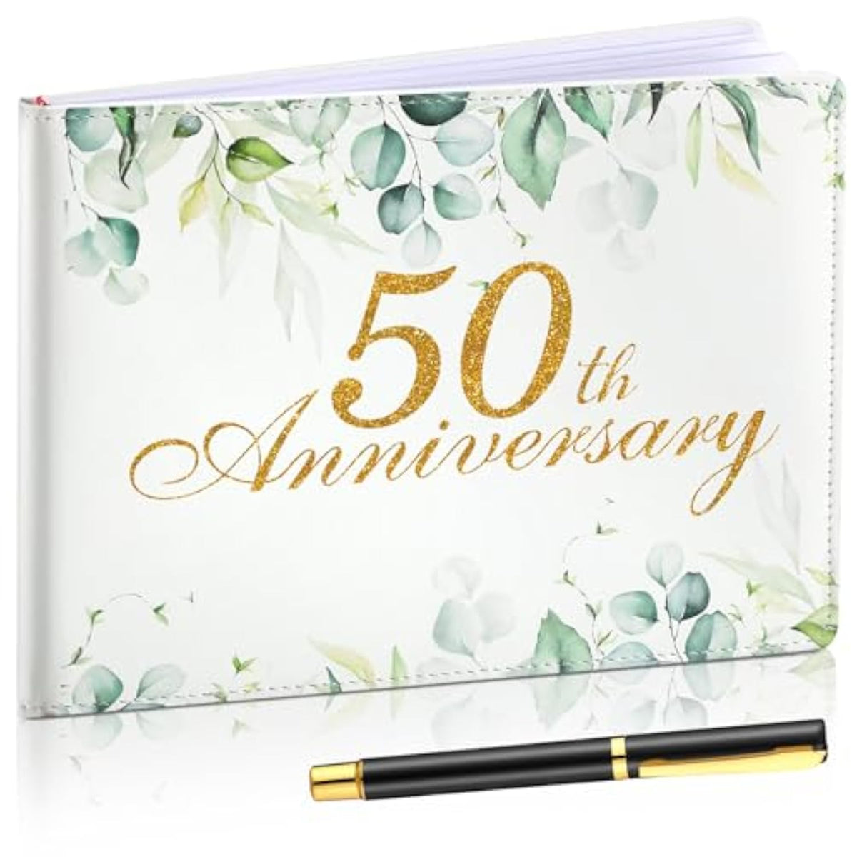 Wedding Anniversary Guest Book Decorations Wedding Guest Book Sign Alternative 50Th Commemoration Day Party Favors With Pen, 112 Pages(50Th Anniversary)
