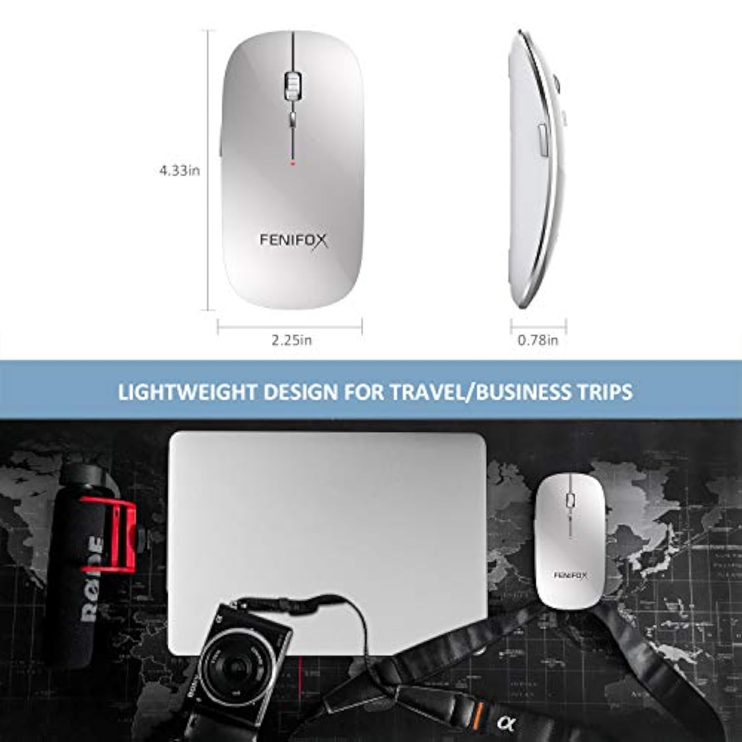 Wireless Mouse,2.4G Usb Slim Mouse Receiver Portable Ergonomic Travel Quiet Mi