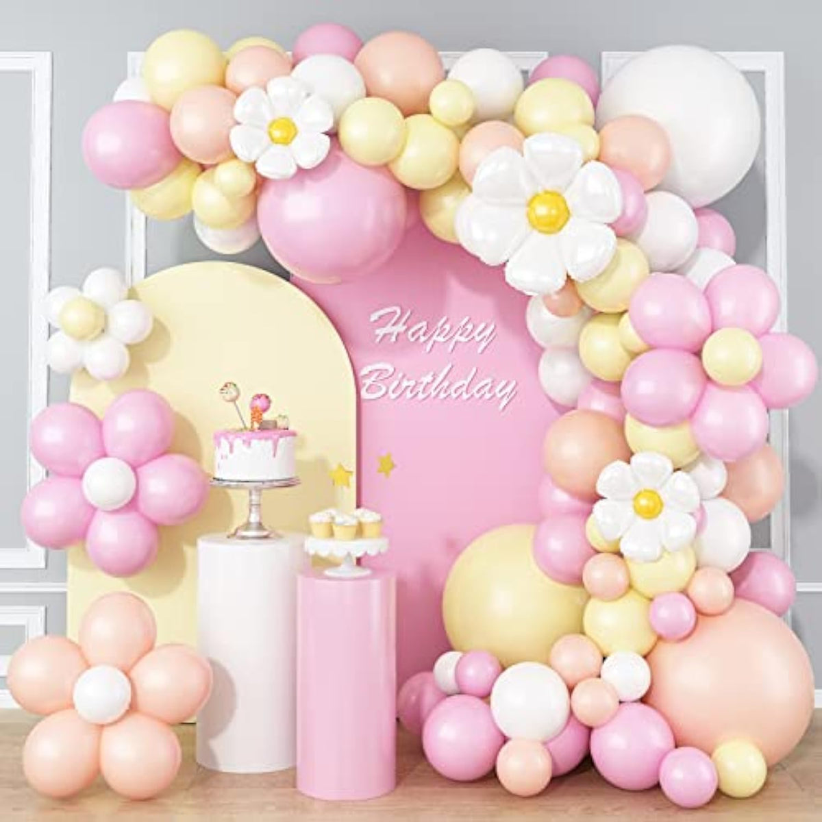 137 Pc Daisy Flower Balloon Garland Kit Groovy Boho Pastel Party Decorations