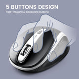 Perixx PERIMICE-721WB Wireless Ergonomic Mouse - 5 Button Optical Design - Silent Clicks - Compatible for Desktop and Laptop PC - Wireless 2.4 GHz - White and Black