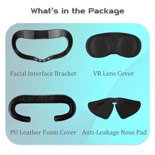 Vr Facial Interface Replacement Kit For Oculus Quest 2, Vr Accessories Facial Interface Bracket, Anti-Leakage Nose Pad,Lens Cover,Foam Face Covers For Meta Quest 2
