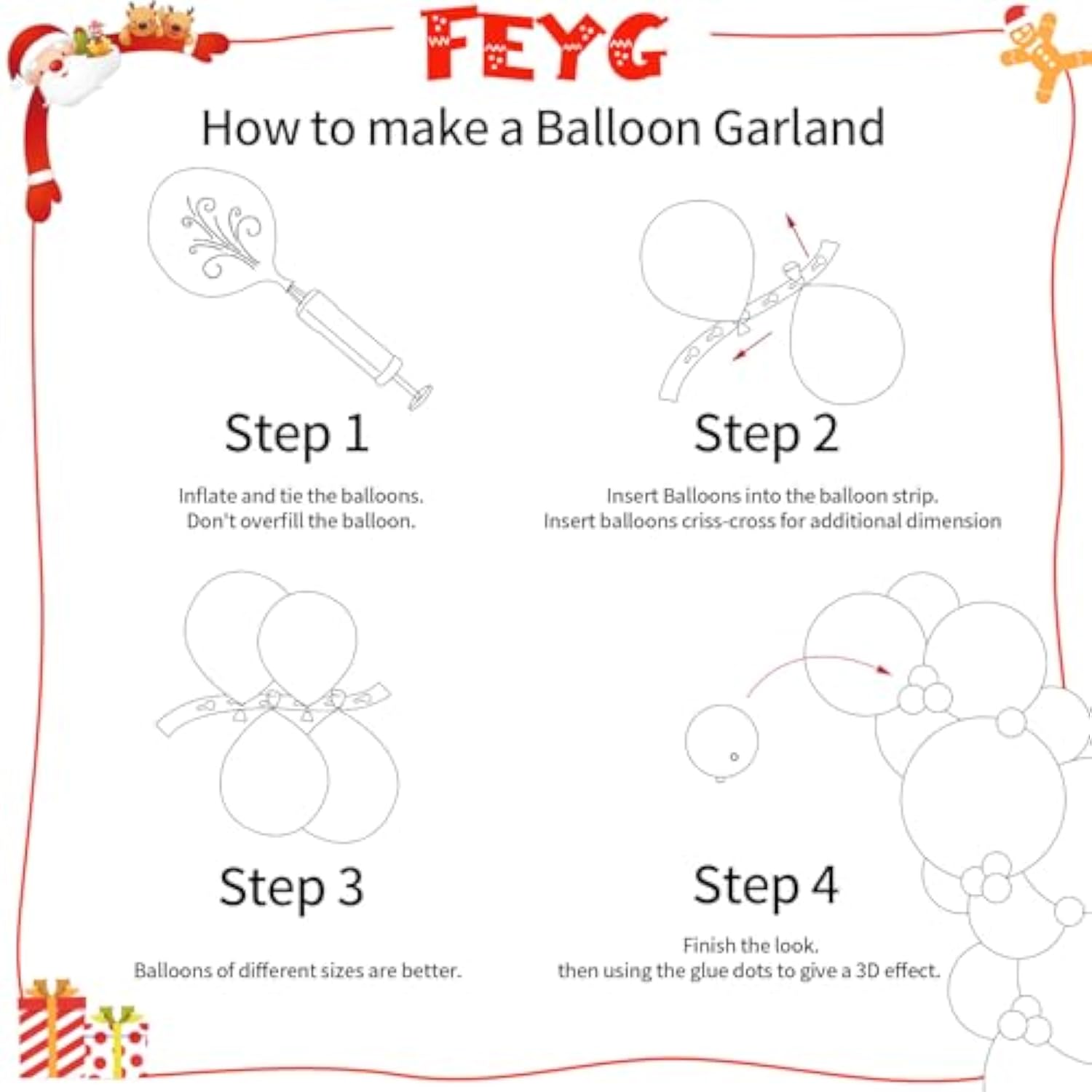 Christmas Balloon Garland Kit Gingerbread Arch Green Red Gold Candy Cane Balloons