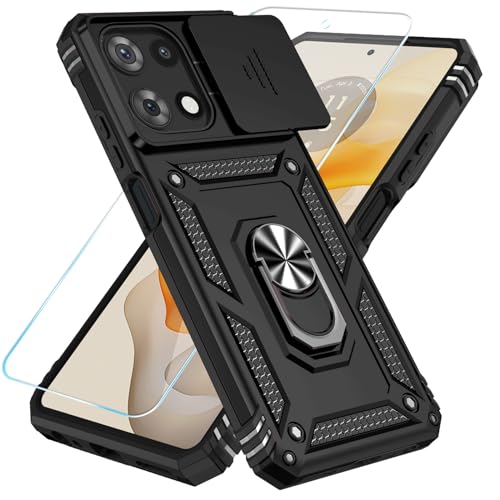 Phone Case For Motorola Moto G 5G 2025/Moto G 5G 2026/Moto G Play 2026 Case With Hd Screen Protector & Slide Camera Cover & Kickstand, [Military-Grade] Phone Case, Black