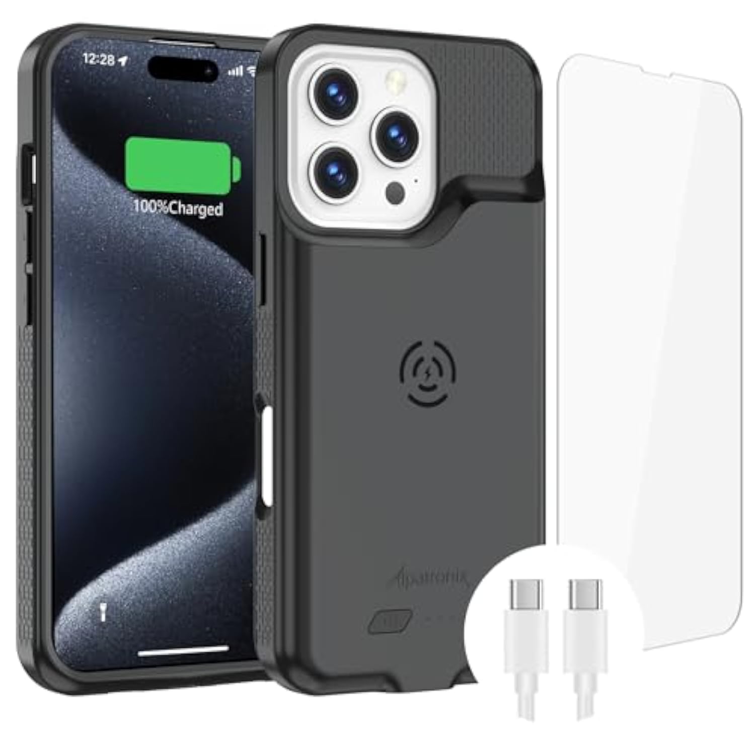 Alpatronix Battery Case for iPhone 16 Pro Max, Portable Strong Slim Protective Extended Charger Cover, 15W Fast Charging, High Capacity with Wireless Charging Case (BX16PM) Black