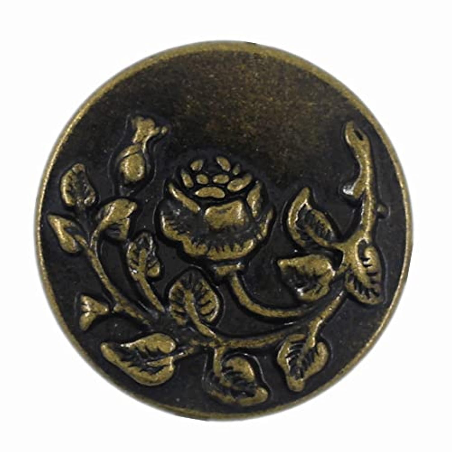12 Pieces Rose And Vine Metal Shank Buttons. 20Mm (3/4 Inch) (Antique
