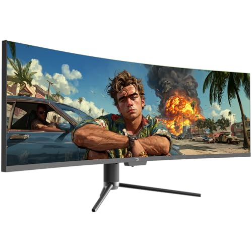 Dq49 Inch Curved Ultrawide Gaming Monitor, 1Ms, 120Hz Refresh Rate, 32:9, Dqhd, 5K 5120X1440P, R1800, 99% Srgb, Hdr400, Displayport, Hdmi, Freesync, Gsync, Height - Tilt Adjustable