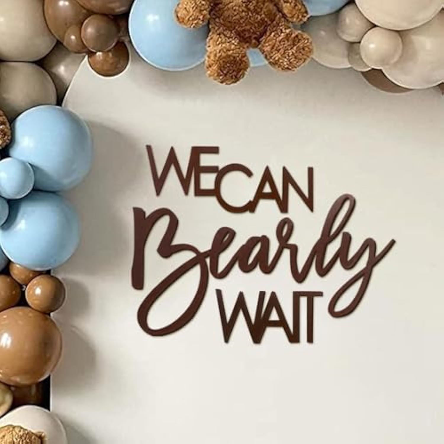 "We Can Bearly Wait" Teddy Bear Sign, Baby Shower & Gender Reveal Backdrop Banner
