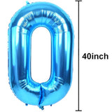 40-Inch Blue Number Balloons 0–9 Foil Birthday Party Decorations