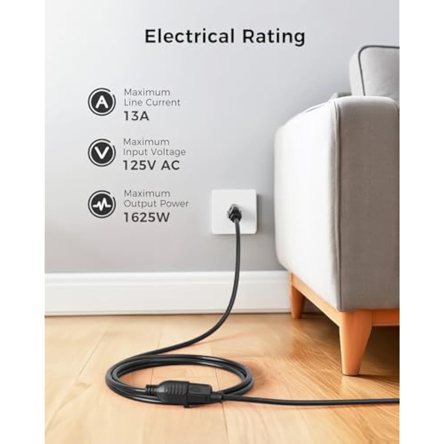 [UL Listed] Cable Matters 2-Pack 16 AWG Heavy Duty 13A Power Extension Cord - 10ft, 3 Prong Power Cord Extension, NEMA 5-15P to NEMA 5-15R, Black