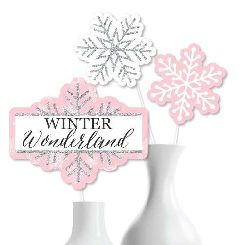 Pink Winter Wonderland Party Centerpiece Sticks - Table Toppers - 15pc