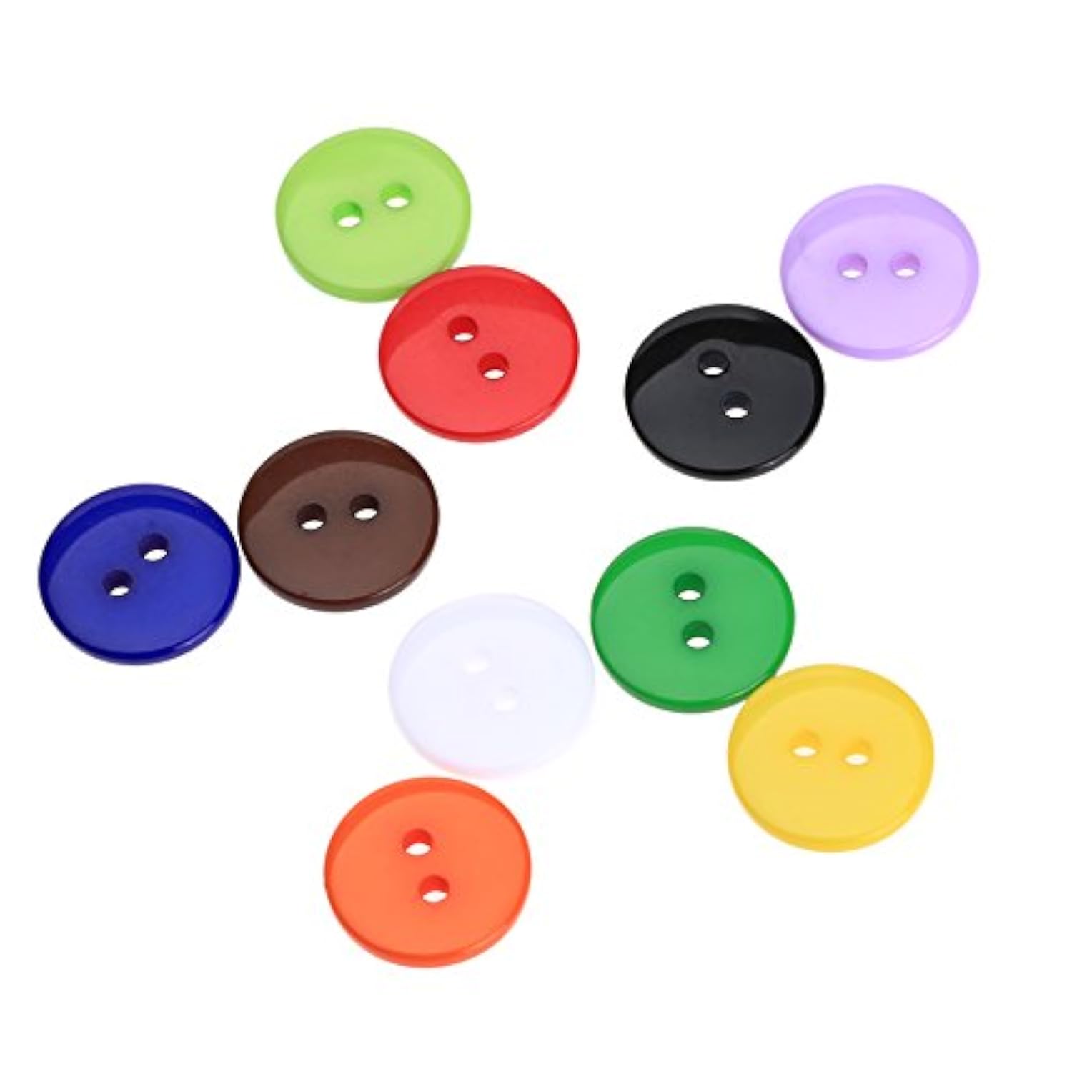 100Pcs 15Mm Mixed Color Round 2 Holes Resin Buttons Craft Buttons For