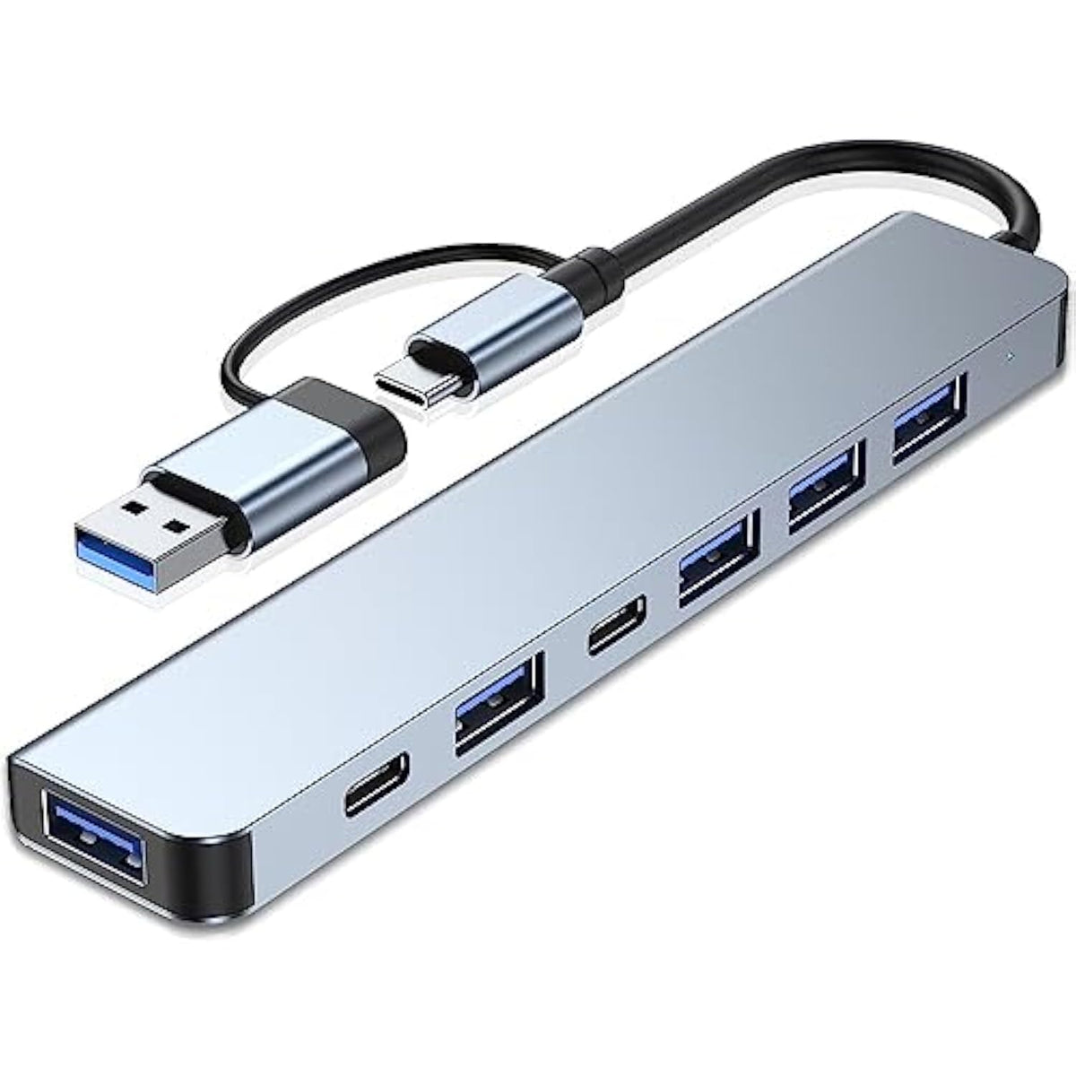 Usb C Hub Usb Hub 3.0, Aluminum 7 In 1 Usb Extender, Usb Splitter With 1 X Usb