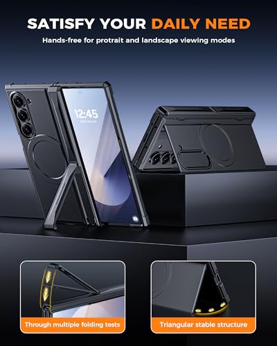 for Galaxy Z Fold 6 Case with Screen Protector [Fit for Magsafe] [Dual-Kickstand] [Hinge Protection] Full Body Shockproof Phone Cover for