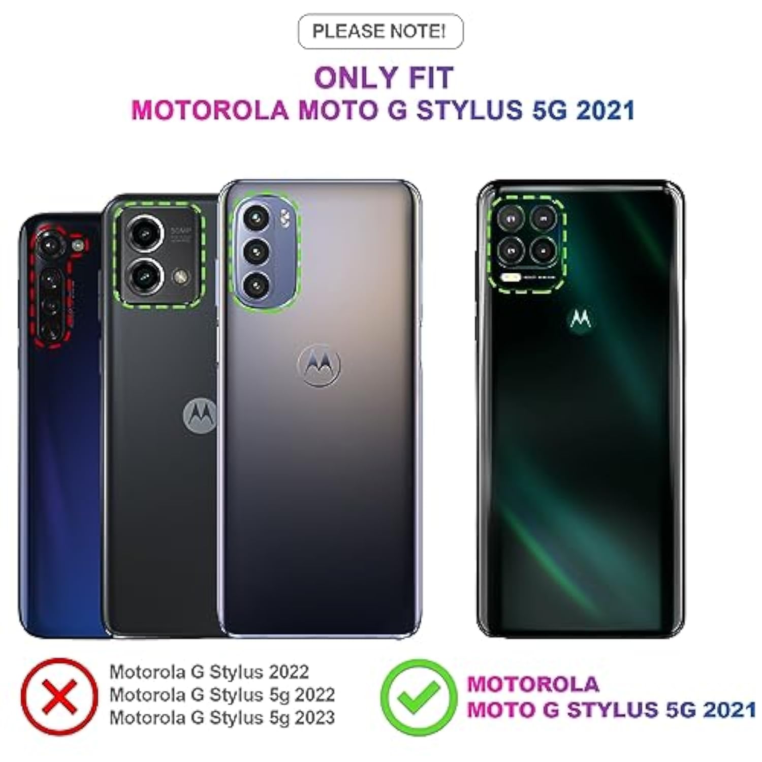 For Moto G Stylus 5G 2021 Case: With Tempered Glass Screen Protector [2 Pack] 360° Rotatable Ring Holder Magnetic Kickstand, Plating Rose Gold Edge Motorola G Stylus 5G 2021 Case, Black