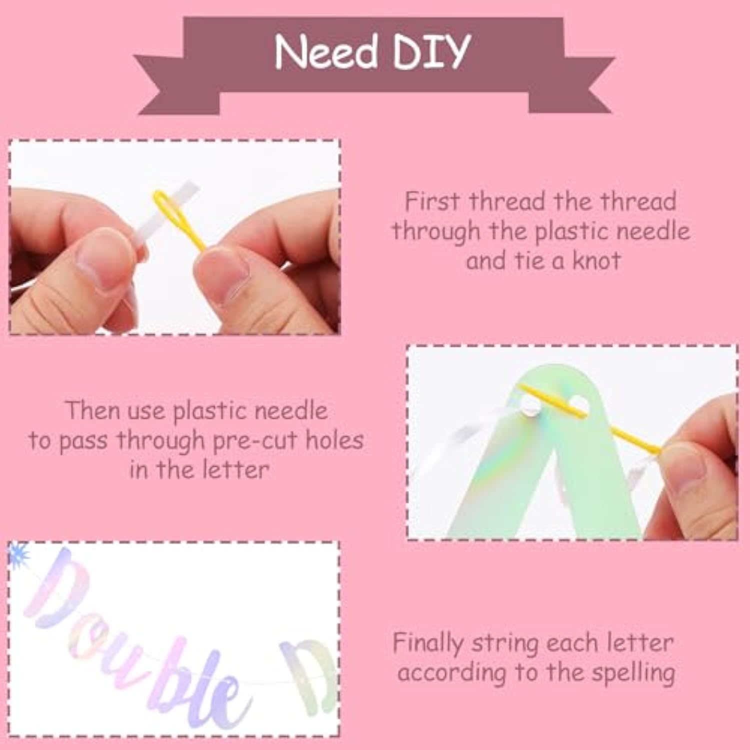 In My Double Digits Era Banner Iridescent Glitter 10th Birthday Party Decorations