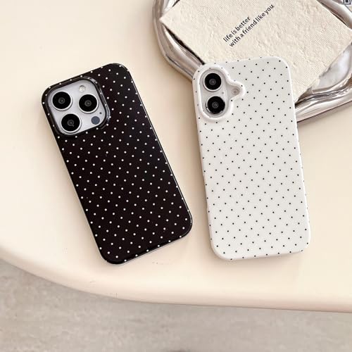 Aesthetic Polka Dot Retro Phone Case for iPhone 16 6.1",Vintage Trendy Unique Simple Pattern Design Elegant Chic Pretty Stylish Protective Girls