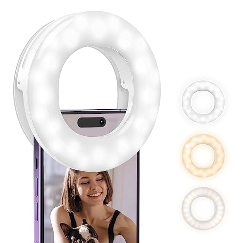 Selfie Ring Light For Phone With 3 Light Temperatures, Portable Rechargeable Clip-On Ring Light With 48 Leds For Mobile, Laptop, Zoom Meeting, Makes Up, Video Calls, Streaming, Selfies
