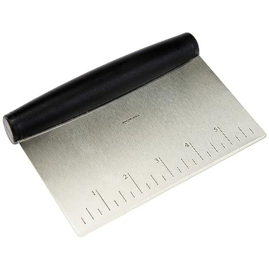 Multi-Purpose Stainless Steel Scraper/Chopper With Contoured Grip, 6", Black, Silver