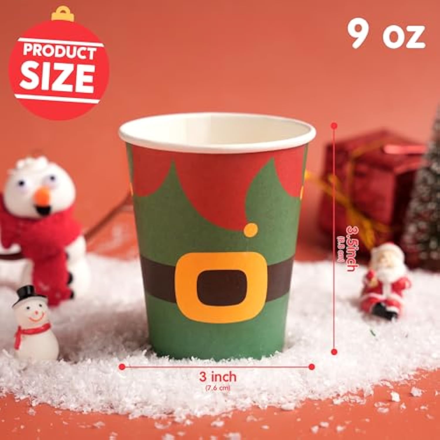 48 Pcs Merry Christmas Disposable Cups, 4 Designs Xmas Drinkware 9 Oz Paper Cup, Snowflake Santa Elk Christmas Cups For Hot Chocolate Coffee Cold Beverage Holiday Tableware Supplies Favors