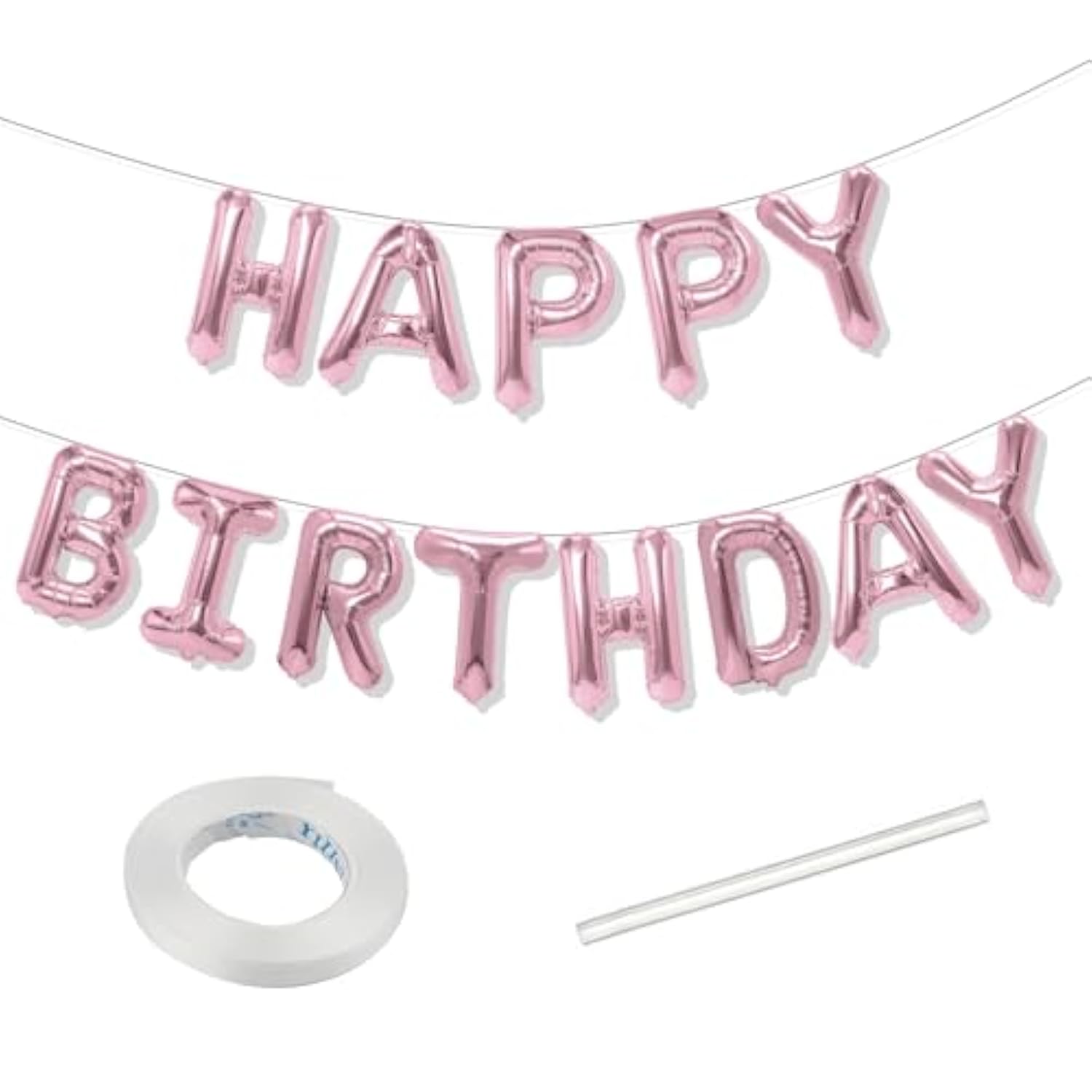 Pink Happy Birthday Banner - Balloons & Letters For Birthday Decor