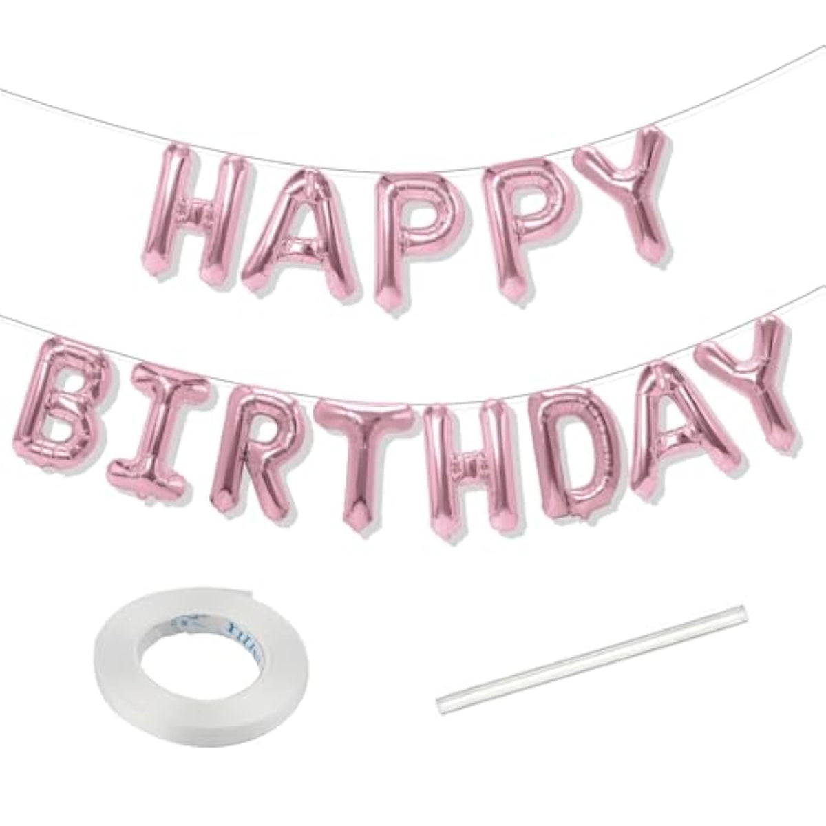 Pink Happy Birthday Banner - Balloons & Letters For Birthday Decor