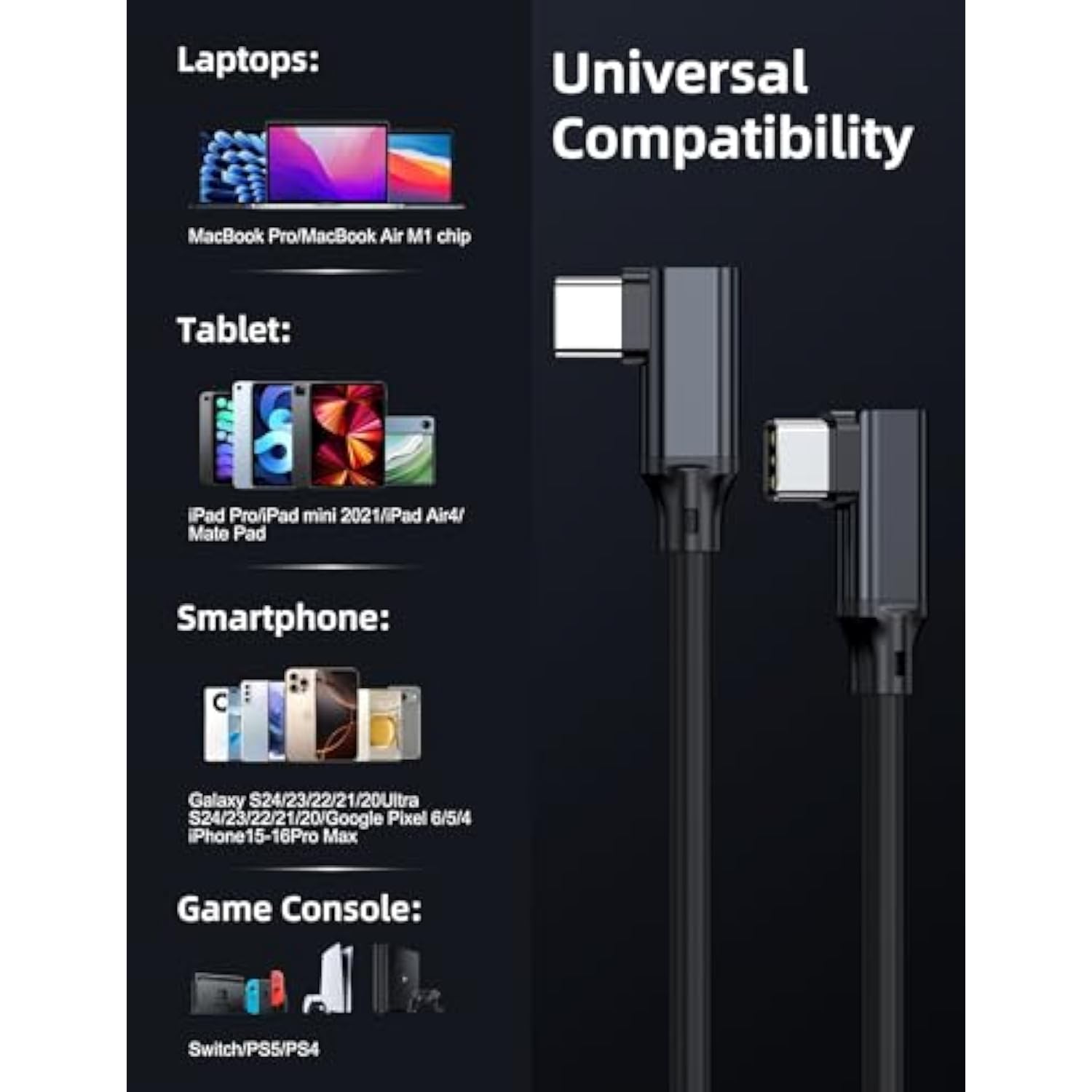 Short Usb C To Usb C Cable 0.5Ft,Typec Usb 3.1 Right Angle Usb C 3.2 Gen 2 20Gbps Cable 4K Video Cord 240W Pd Fast Charging Compatible,For Samsung T7/T5/X5 Ssd,Macbook Pro,Mobile Hard Drive,Laptops